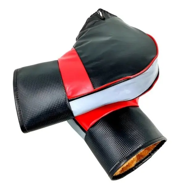 Husă de ghidon pentru motocicletă de iarnă 32x27x17 cm, mănuși negre pe mânere, flanel PU, perle, bumbac, dungi reflectorizante, calde, rezistente la vânt, echipament Cumpărături sigure