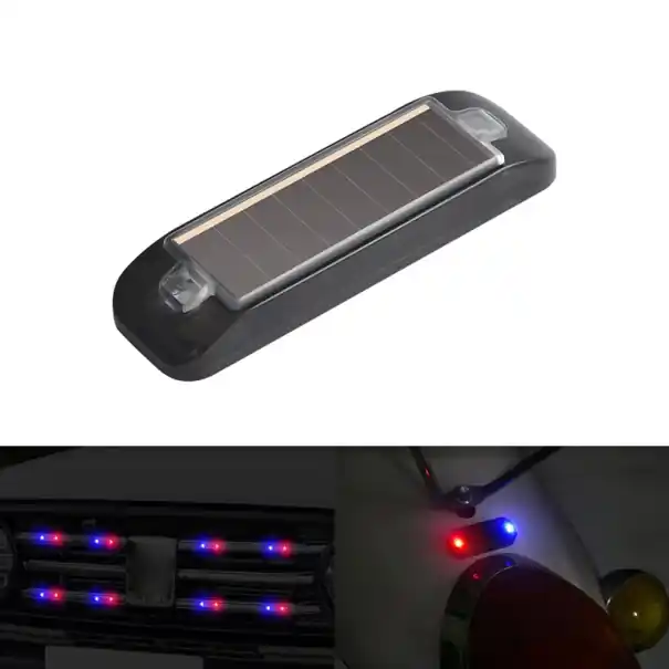 Lumină de avertizare solară LED 5x2x1 cm antifurt pentru mașină și motocicletă, lumină albastru-roșie intermitentă la fiecare 4-5 secunde, soluție care nu necesită întreținere Livrare gratuită