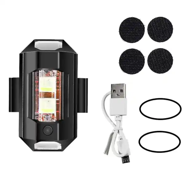Preț promoțional Lumină LED stroboscopică pentru motocicletă 3,8 x 2 cm, încărcare USB-C, 7 culori, lumină intermitentă eficientă, accesoriu de siguranță pentru motocicletă