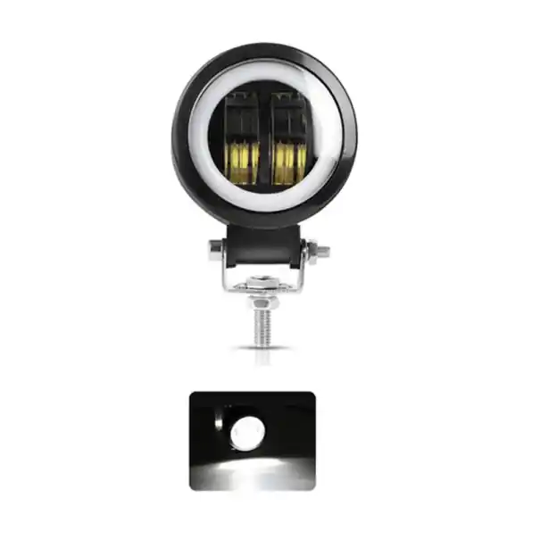 Cumpărături sigure Lampă de lucru 2LED 20W 16800 lm Lampă rotundă IP68 cu lentilă PC Corp din aluminiu Suport din oțel inoxidabil Iluminare exterioară LED pentru vehicul