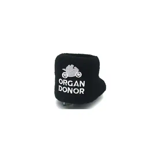 Năcluc universal din bumbac pentru recipientul de lichid de frână cu imaginea unei motociclete și inscripția Donator de organe Livrare gratuită
