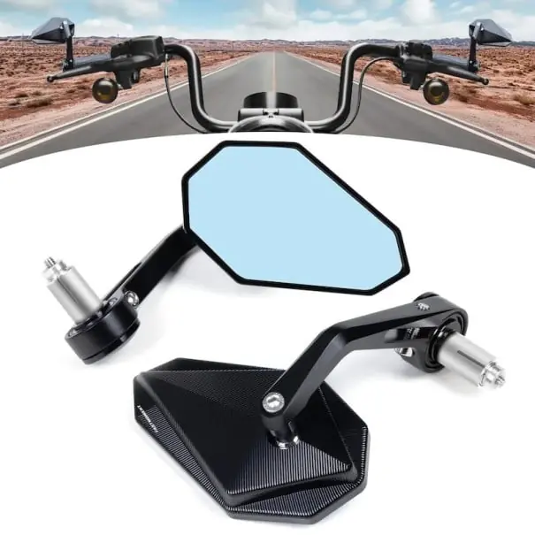 Oglinzi retrovizoare pentru motocicletă, 2 buc, 13,5 x 8,2 cm, oglinzi sport negre rotative la 360° pentru Suzuki Yamaha Kawasaki Honda Calitate înaltă