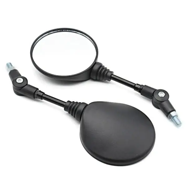 Oglinzi retrovizoare rotunde pentru motocicletă, 2 buc., rotative, cu braț lung, 29,5 cm, filet 10 mm, ABS și aluminiu, culoare neagră Lichidare de stoc