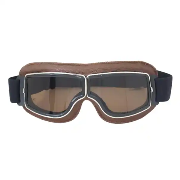 Nu rata Ochelari de motocicletă retro, sticlă maro, 15 x 5 cm, protecție UV, PC, ABS, piele artificială, ochelari de motocicletă eleganți, design vintage