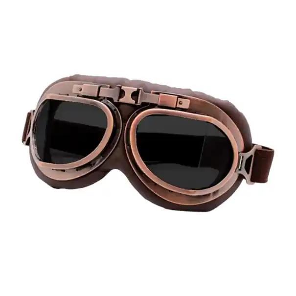 Ochelari de protecție pentru motocicletă retro cu lentile gri, ochelari de protecție din piele maro, din burete ABS PC și piele, pentru cască deschisă Reducere de preț