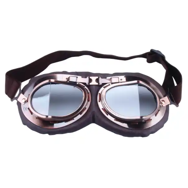 Ochelari de protecție pentru motocicletă retro maro 18 x 9 cm Lentile transparente PC Piele artificială ABS Ochelari de protecție pentru motocicletă Stil vintage Disponibil imediat