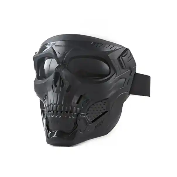 Mască de motocicletă cu craniu neagră 18 x 18,5 cm Mască de protecție pentru motocicletă cu lentile negre din PC, material ABS, echipament de designer pentru motociclete Preț redus
