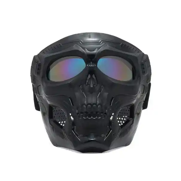 Mască de motocicletă neagră cu motiv de craniu din ABS și lentile colorate din PC, 18 x 18,5 cm, ochelari de protecție și viziere pentru motocicletă Reducere specială