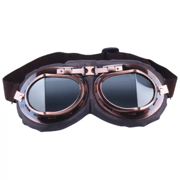 Ochelari de protecție retro pentru motocicletă, maro, cu lentile gri din PC, 18 x 9 cm, construcție din piele ecologică, ABS, ochelari de scuter, stil vintage Retur gratuit