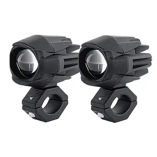 Preț mic Set de 2 faruri LED pentru motocicletă, 25W, spot luminos, alb cald și rece, 9-85V DC, impermeabil, IP67, 2 suporturi, iluminat off-road