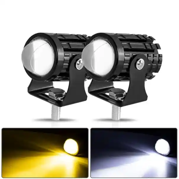 Set de 2 faruri LED pentru motocicletă, 3000 lm, impermeabile, IP67, din aliaj de aluminiu, universale, pentru motocicletă, lumini de zi Ofertă de sezon