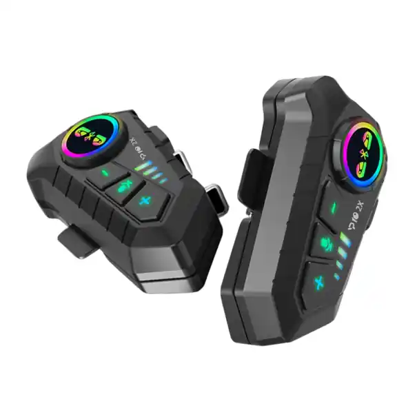 Vezi acum Set de 2 interfoane Bluetooth P10X cu microfoane fixe, autonomie 30 h, rază de acțiune 1000 m, indicator LED, anulare zgomot IPX6, pentru două căști deschise