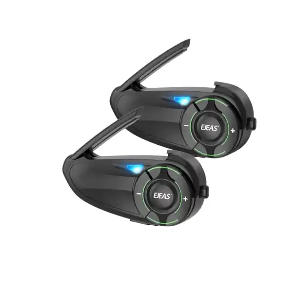 Set de 2 interfoane pentru motocicletă EJEAS Q8 cu conexiune Mesh pentru 6 motocicliști, Bluetooth 5.1, IP67, reducere a zgomotului, autonomie a bateriei de 17 ore Super ofertă