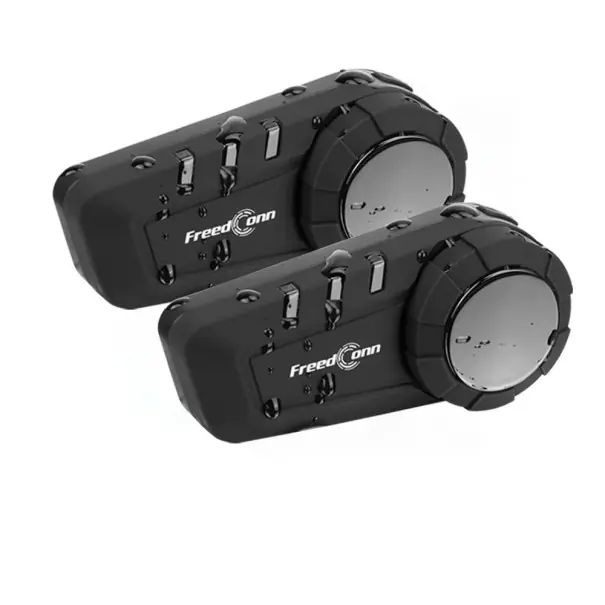 Set de 2 interfoane pentru motocicletă FreedConn KY Pro, Bluetooth 5.0, conectabile pentru 2 motocicliști, 1000 m, CVC8.0, asistent vocal, microfon tip soft și hard IP65 Mai ieftin