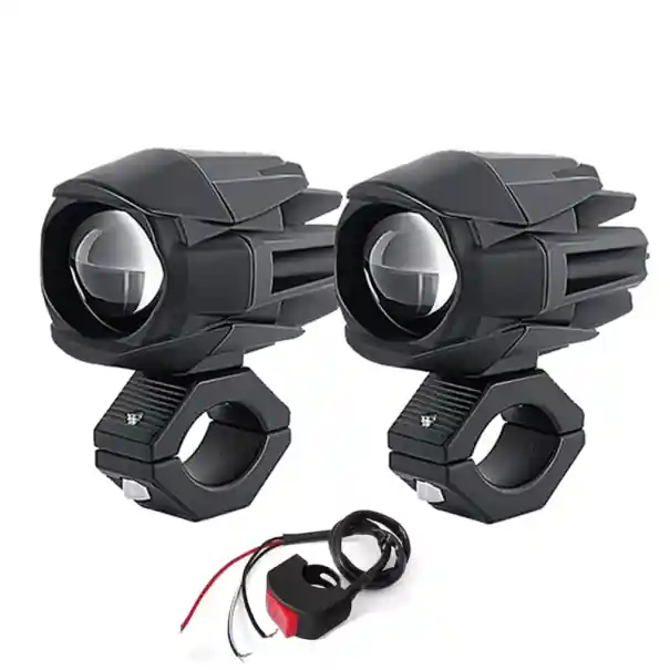 Set de 2 spoturi LED pentru motociclete 25W IP67 Lumină albă caldă și rece Întrerupător 9-85V DC Pereche de suporturi Corp din aluminiu Preferatul clienților