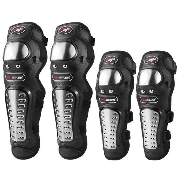 Set de 4 protecții pentru motociclete din oțel inoxidabil 40 x 15 cm și 31 x 12,5 cm Protecții pentru genunchi și cot motocross Echipament de protecție pentru curse Ofertă exclusivă