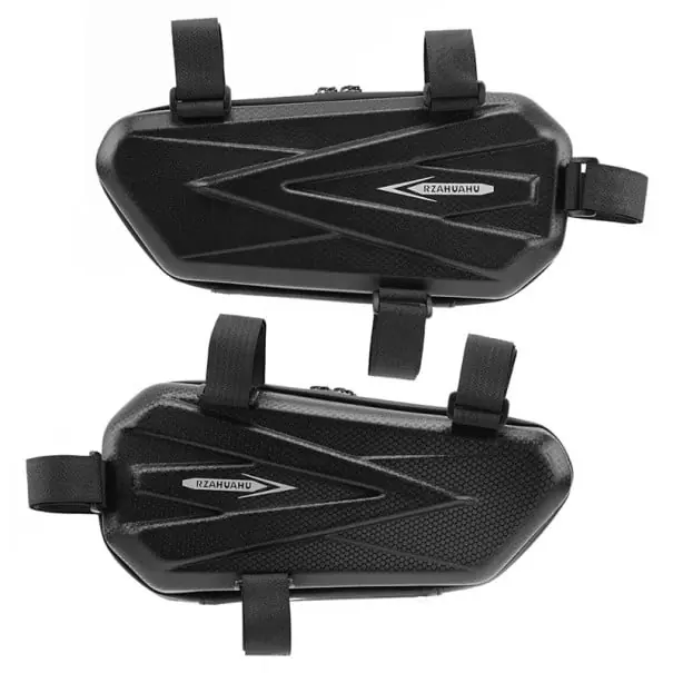 Set de două genți triunghiulare pentru motocicletă 265x120x70 mm Buzunare laterale impermeabile Geantă cadru dreapta și stânga EVA PU Bicicletă electrică Doar azi