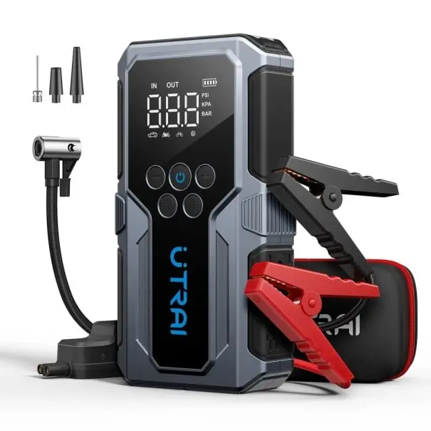 Ieftin Startovací powerbankă pentru mașină 1500A cu compresor 150PSI LED lanternă SOS USB încărcare rapidă și powerbankă 12V 55Wh