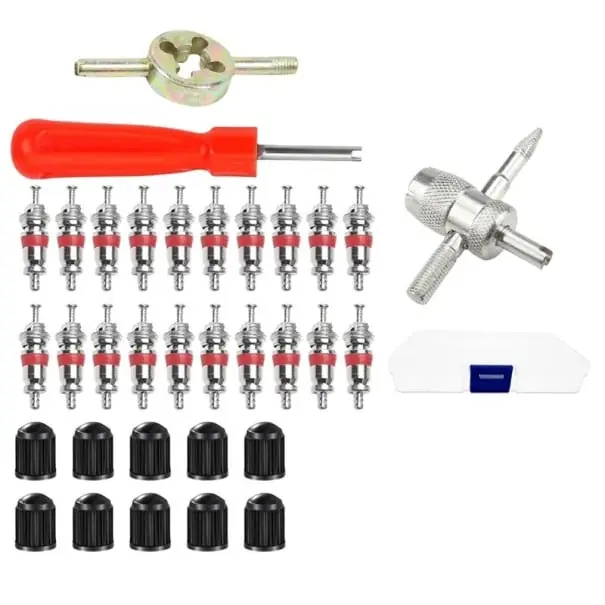 Set de reparare a pneurilor 33 de piese Instrument pentru miezuri de supape pentru automobile și motociclete Șurubelniță Cheie Accesorii auto multifuncționale Livrare rapidă