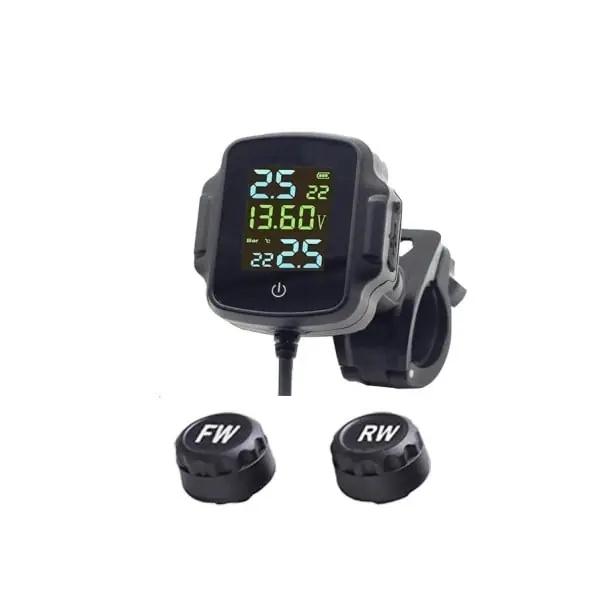 Calitate înaltă Set senzori de presiune pentru anvelope de motocicletă, 5,8 x 5,4 x 2,6 cm Monitor de presiune și temperatură a roților cu display USB