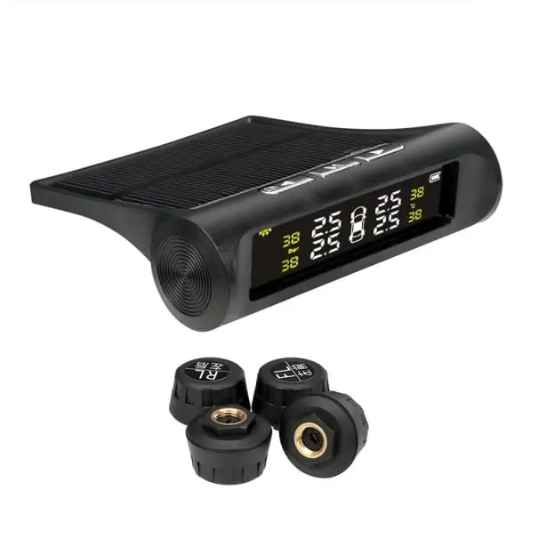 Sistem de monitorizare a presiunii în anvelope TPMS cu 4 senzori, afișaj LCD cu energie solară, alarmă de securitate auto, tester digital de presiune Cumpără acum