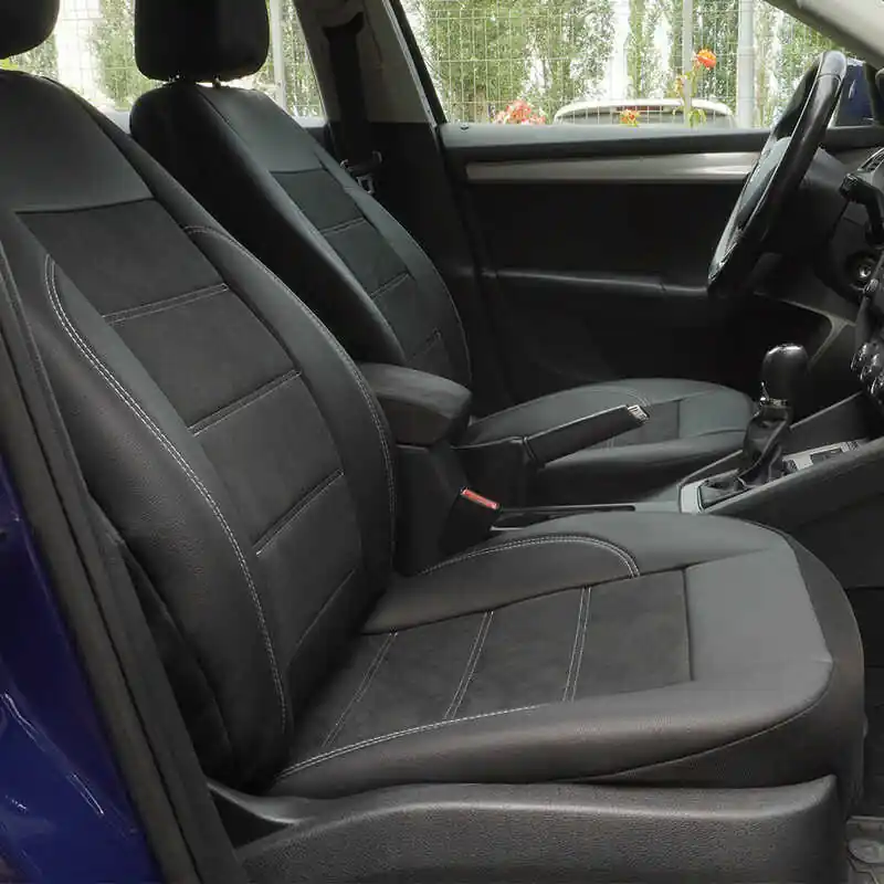 Cel mai bun preț Huse scaune auto compatibile DACIA Sandero II 2012-2020 - Exclusive Leather Alcantara - Culoare: negru