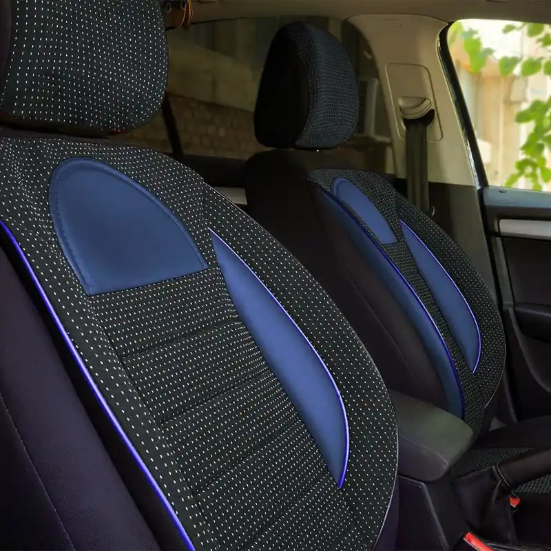 Huse scaune auto compatibile VW Jetta IV 1999-2006 - Racing - Culoare: negru + albastru Noutate