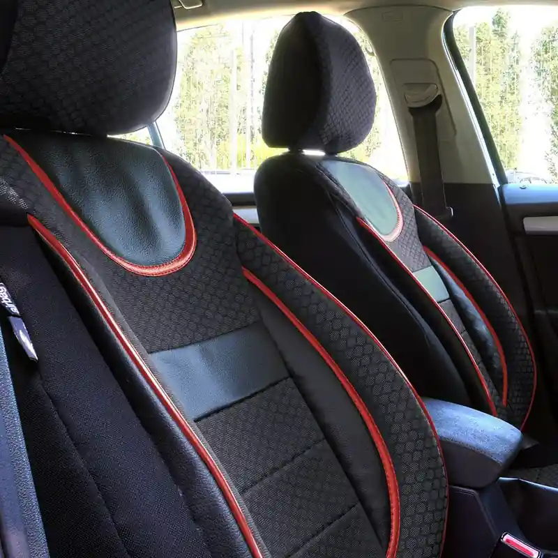 Bestseller Huse scaune auto compatibile VW Jetta V 2005-2010 - Dynamic - Culoare: negru + rosu