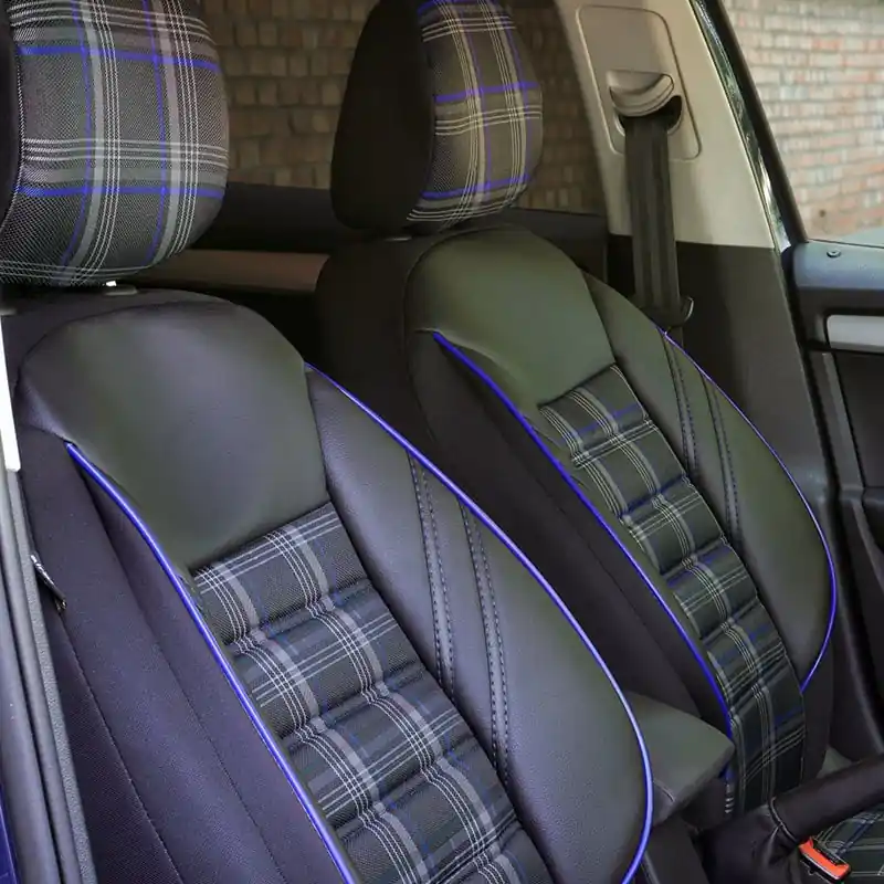 Reducere extra Huse scaune auto compatibile VW Jetta V 2005-2010 - Sport - Culoare: negru + albastru