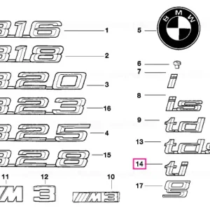 Emblem adeziv spate -TI- - BMW Livrare rapidă