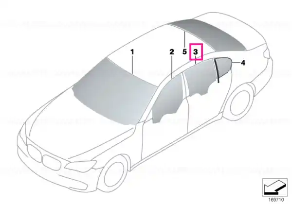 Livrare expres Fereastră lateral verde ușă spate SSG stânga - BMW
