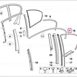 Ornament cadru geam ușă spate GLANZSCHWARZ - BMW Ofertă exclusivă