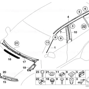 Livrare gratuită Ornament drenaj acoperiș spate GLANZSCHWARZ - BMW