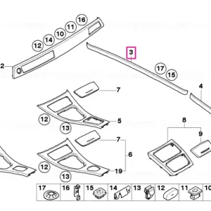 Livrare rapidă Banda decorativa aluminiu usa fata SILBER GLACIER SILBER - BMW
