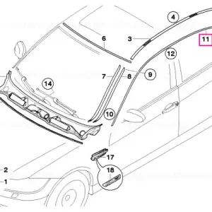 Lichidare de stoc Bandă ornament cadru lateral dreapta GLANZSCHWARZ - BMW