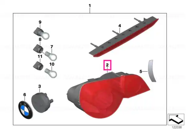 Reducere extra Lumină spate stânga indicator alb - BMW