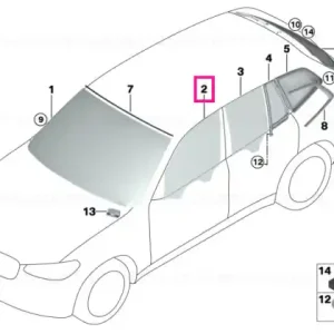 Side window, door, left front - BMW Retur ușor