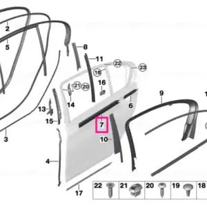 Discount Window channel strip, long, inner right - BMW