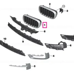 Grille, front, right ELEGANZ PHEV - BMW Ofertă