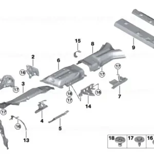 Heat insulation, rear silencer, left - BMW Calitate înaltă