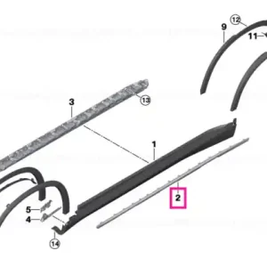 Plată securizată Bandă ornament prag lateral stânga X-LINE - BMW
