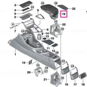 Reducere de preț Centre armrest with decorative stitching SCHWARZ - BMW