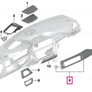 Ornament tablă bord Al carbon pasager, CHROM PERLGLANZ CHROM - BMW Ieftin