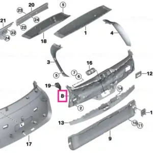 Panou ornament capac portbagaj centru, ALB ELFENBEINWEISS - BMW Plată securizată