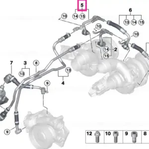 Coolant line, turbocharger return line CYL. 1-4 - BMW Disponibil imediat
