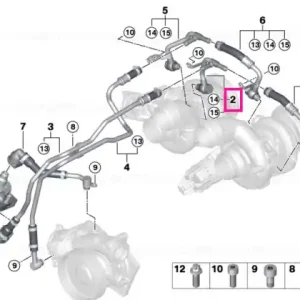 Coolant line, turbocharger supply line CYL. 1-4 - BMW Plată sigură