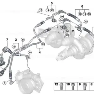 Livrare gratuită Coolant line, turbocharger supply line CYL. 5-8 - BMW