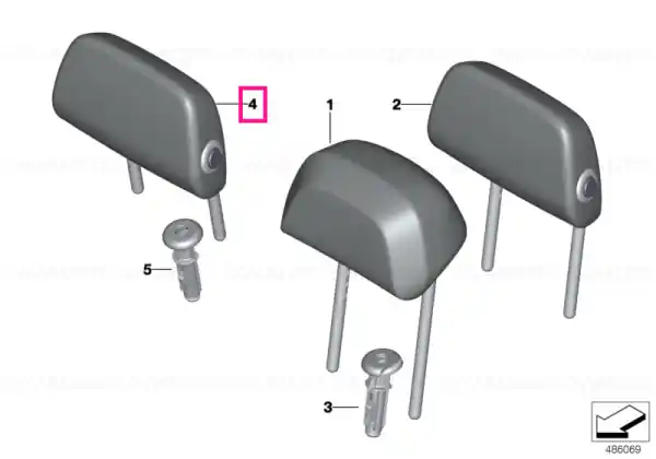 Folding head restr.synth.leath.cent.rear SCHWARZ - BMW Disponibil imediat