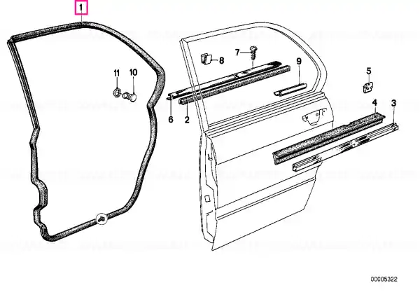 Door weatherstrip, rear right - BMW Cumpărături sigure