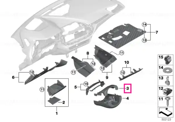 Preț redus Ornament tablou bord coloană sus - BMW
